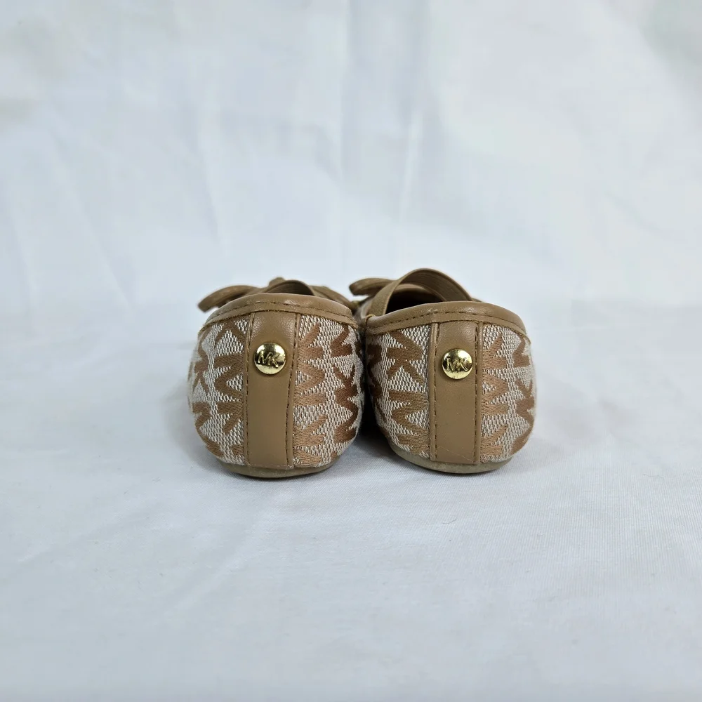 Michael Kors Toddler Girl Tan Fatima Signature Print Logo Charms Ballet‎ Flats 5